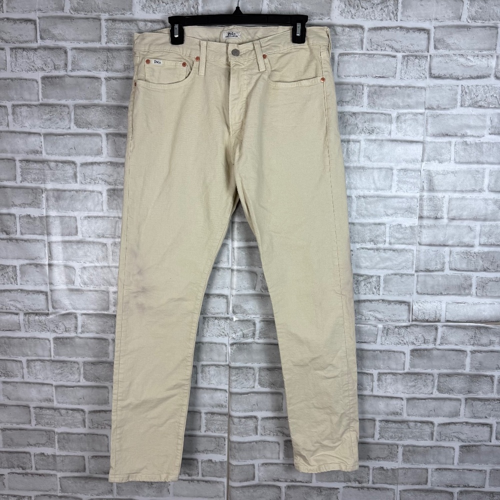 Polo Ralph Lauren The Sullivan Slim Off White 5 Pocket Pants Mens 34 x 32 STAINS
